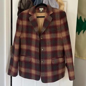 LL BEAN PLAID WOOL BLAZER JACKET